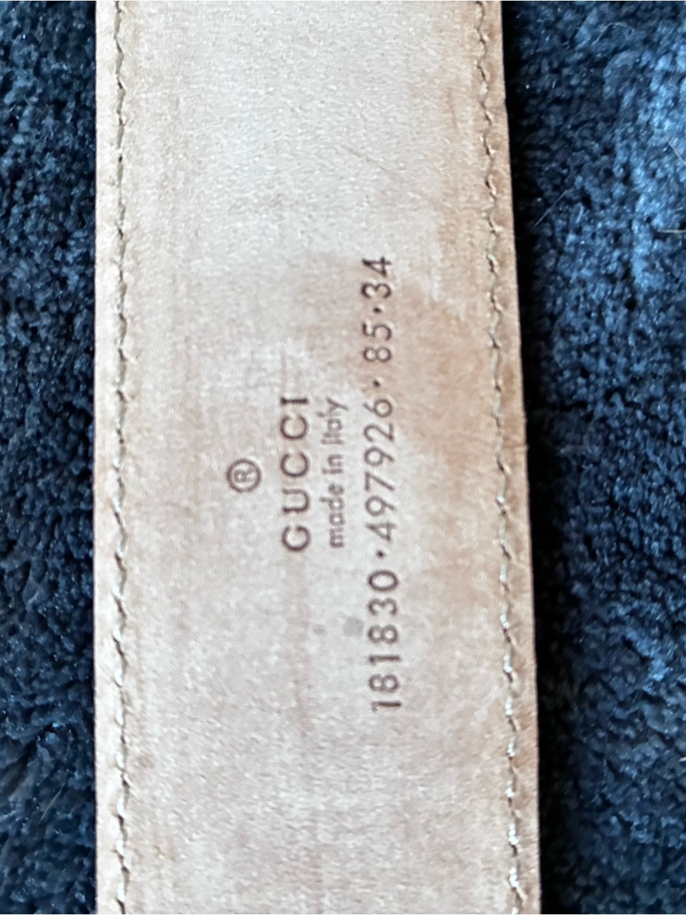 Gucci Tan Leather Belt Strap with Embossed Logo. Authentic - Picture 3 of 4